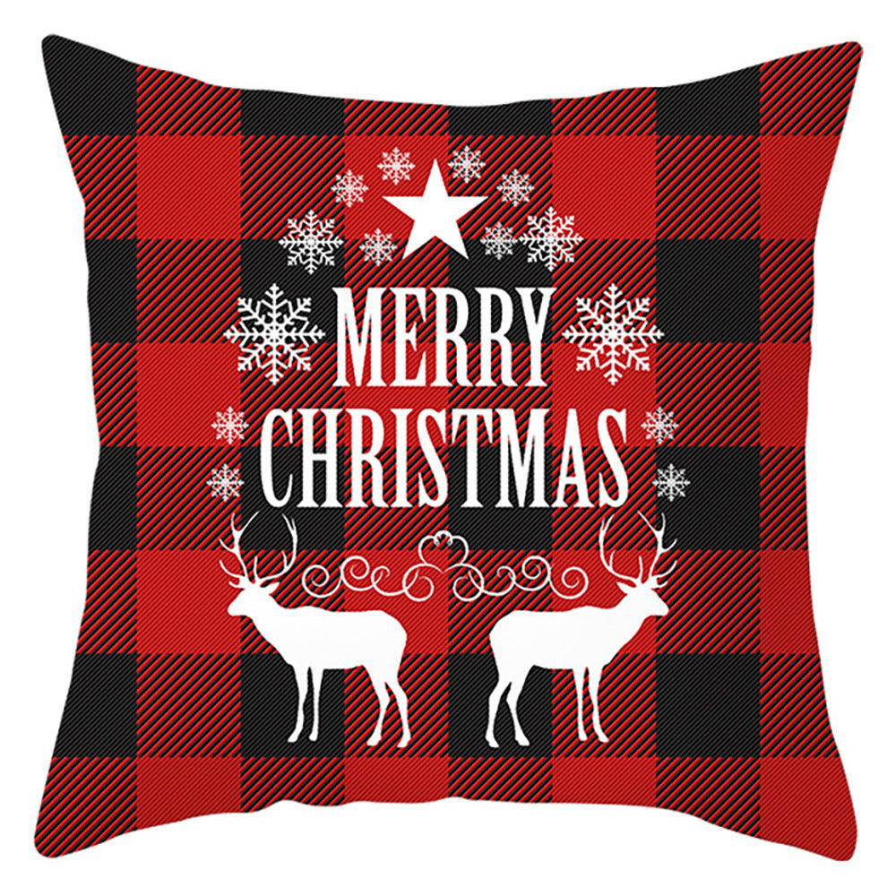 HKM-843411 European Linen Christmas Pillowcase with Landscape Pattern and PP Cotton Filling