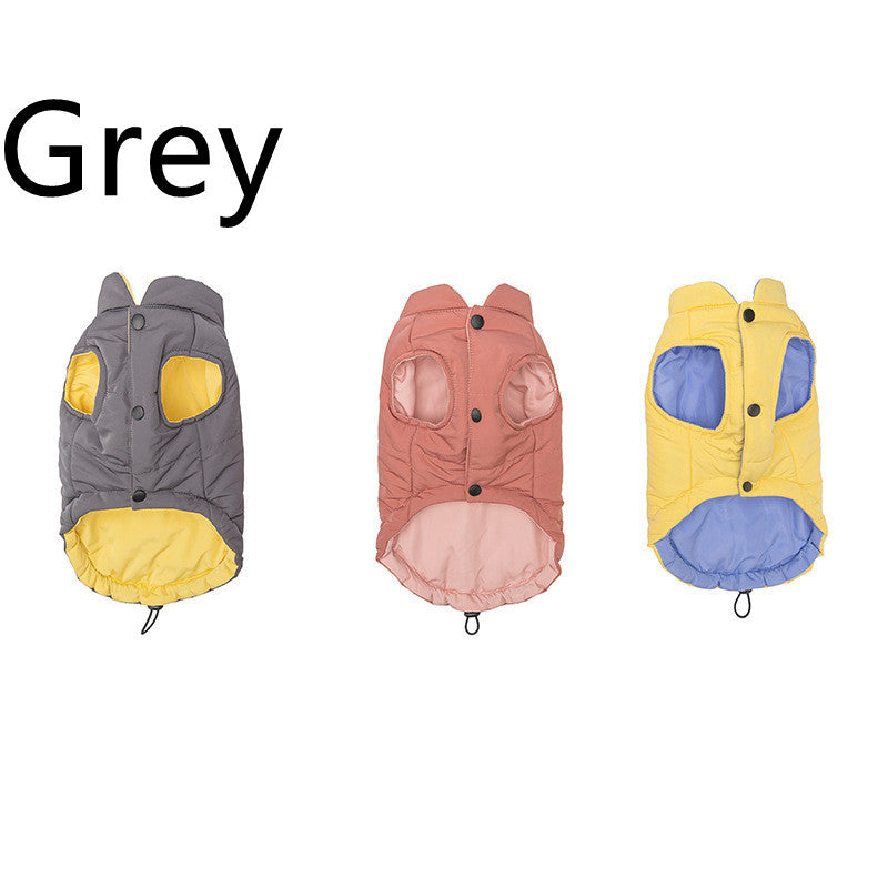 HKM-843475 Contrast Color Cotton Dog Vest Jacket - Fashionable & Simple Design in Gray, Red, Yellow