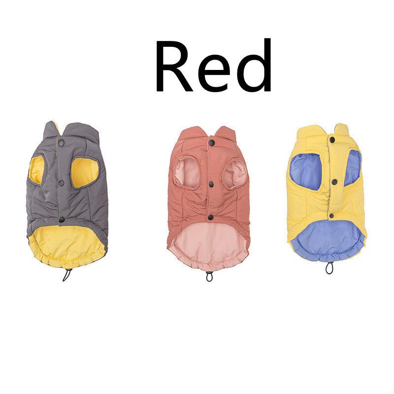 HKM-843475 Contrast Color Cotton Dog Vest Jacket - Fashionable & Simple Design in Gray, Red, Yellow