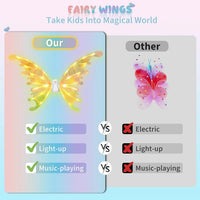 HKM-843539 Glowing Butterfly Wings for Kids - Electric Light Up Fairy Wings, Ages 2-13
