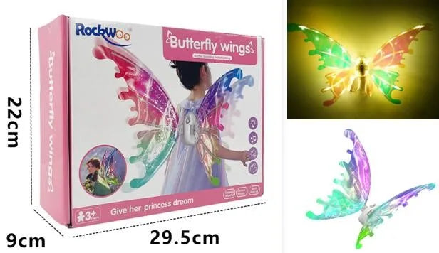 HKM-843539 Glowing Butterfly Wings for Kids - Electric Light Up Fairy Wings, Ages 2-13