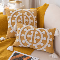HKM-843667 Handmade Velvet Embroidery Pillow Cover with Tassels – Nordic Style, Available in Multiple Sizes
