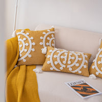 HKM-843667 Handmade Velvet Embroidery Pillow Cover with Tassels – Nordic Style, Available in Multiple Sizes