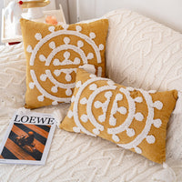 HKM-843667 Handmade Velvet Embroidery Pillow Cover with Tassels – Nordic Style, Available in Multiple Sizes