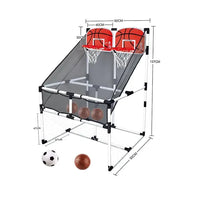 HKM-843667 Indoor Basketball Hoop Arcade Game for Kids, 2 in 1 Basketball Stand, Ages 2-13, Plastic Construction