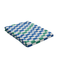 HKM-843859 Class A Cotton Chenille Checkerboard Blanket - All-Season, 130 x 160CM, Red/Orange/Blue