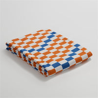 HKM-843859 Class A Cotton Chenille Checkerboard Blanket - All-Season, 130 x 160CM, Red/Orange/Blue