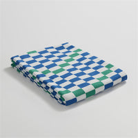 HKM-843859 Class A Cotton Chenille Checkerboard Blanket - All-Season, 130 x 160CM, Red/Orange/Blue