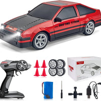 HKM-843859 High-Speed 2.4G 1/16 Scale Four Wheel Drive Remote Control Drift Car with LED Lights and Replaceable Tires