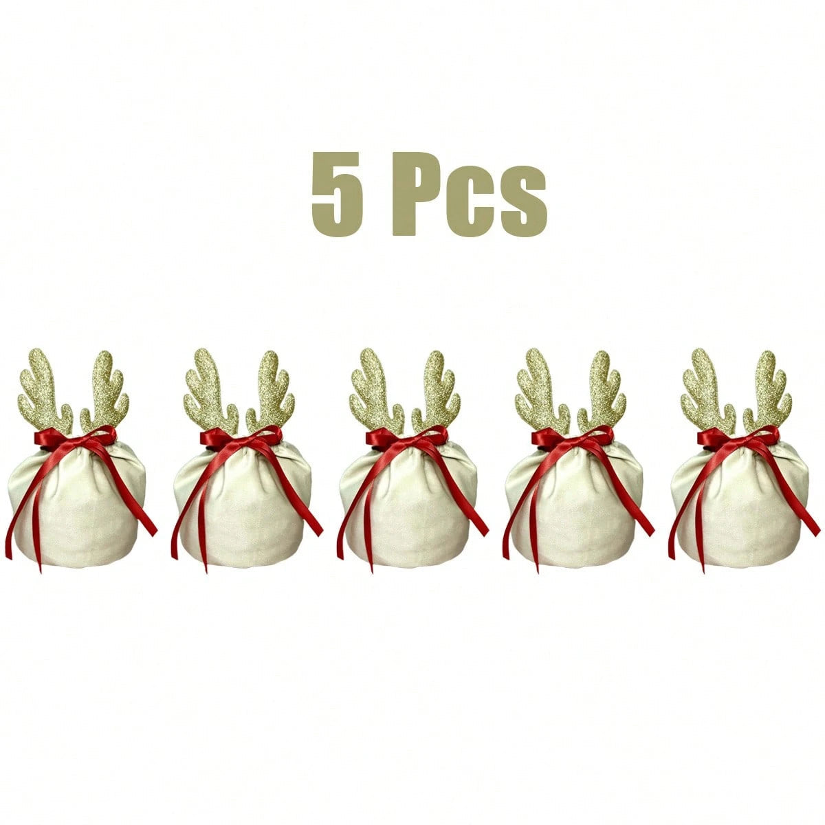 HKM-843987 Velvet Christmas Drawstring Gift Pouches – Set of 5 Holiday Treat Bags for Jewelry and Party Supplies