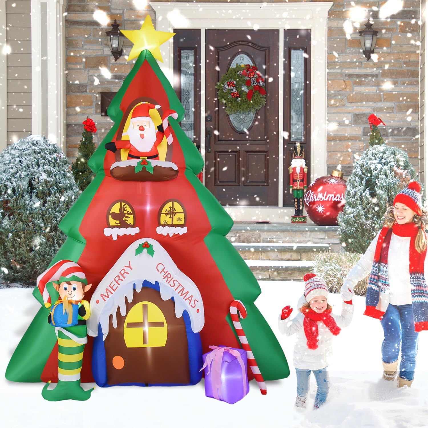 HKM-844051 10FT Inflatable Christmas Tree with Santa Claus for Indoor & Outdoor Holiday Decoration