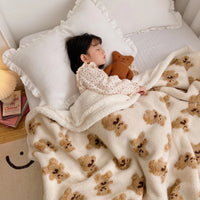HKM-844179 Cozy Double-Sided Cartoon Coral Fleece Blanket for Kids - Soft & Adorable Designs