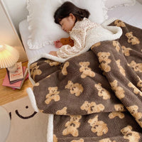 HKM-844179 Cozy Double-Sided Cartoon Coral Fleece Blanket for Kids - Soft & Adorable Designs