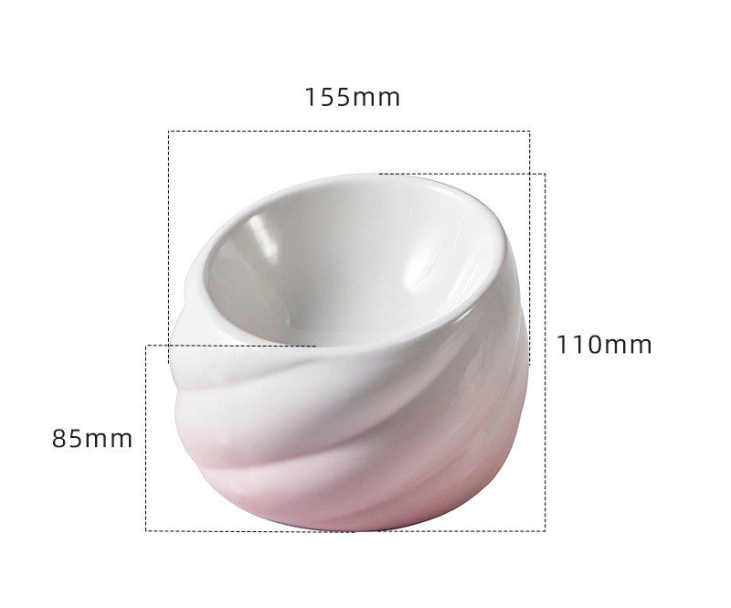 HKM-844371 Ceramic Cat Bowl with Inclined Mouth for Comfortable Eating