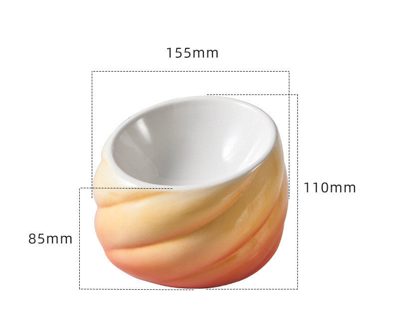 HKM-844371 Ceramic Cat Bowl with Inclined Mouth for Comfortable Eating
