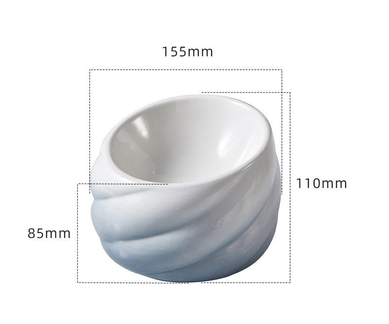 HKM-844371 Ceramic Cat Bowl with Inclined Mouth for Comfortable Eating