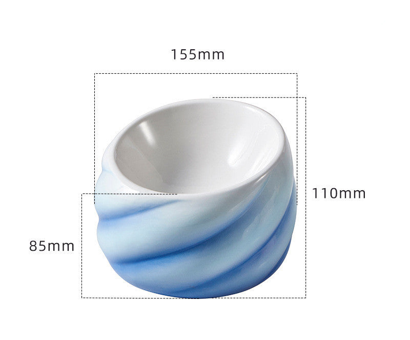 HKM-844371 Ceramic Cat Bowl with Inclined Mouth for Comfortable Eating