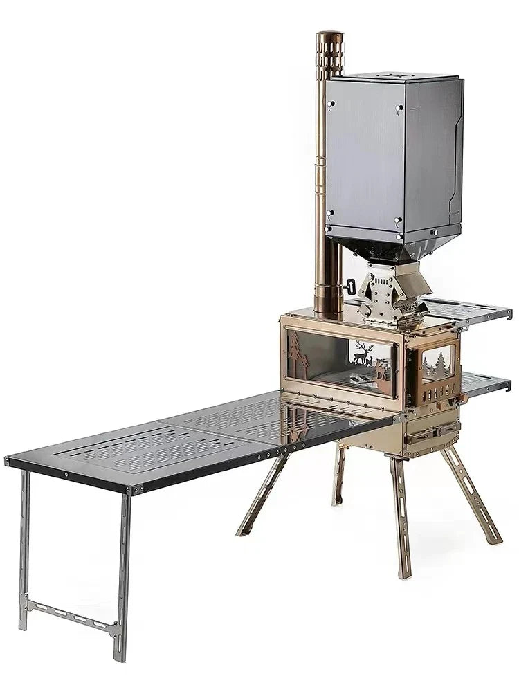 KTX-844371 Compact Stainless Steel Multi-Function Camping Oven for Wood and Pellet Cooking