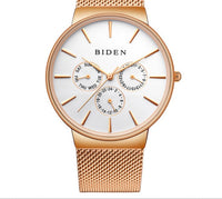 HKM-844371 Men's Ultra-Thin Business Watch with Mesh Strap and Calendar Display