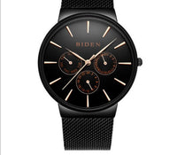 HKM-844371 Men's Ultra-Thin Business Watch with Mesh Strap and Calendar Display