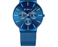 HKM-844371 Men's Ultra-Thin Business Watch with Mesh Strap and Calendar Display
