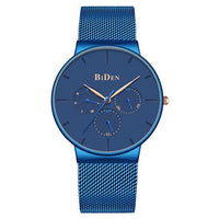HKM-844371 Men's Ultra-Thin Business Watch with Mesh Strap and Calendar Display