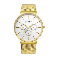 HKM-844371 Men's Ultra-Thin Business Watch with Mesh Strap and Calendar Display