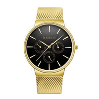 HKM-844371 Men's Ultra-Thin Business Watch with Mesh Strap and Calendar Display