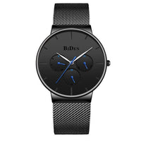 HKM-844371 Men's Ultra-Thin Business Watch with Mesh Strap and Calendar Display