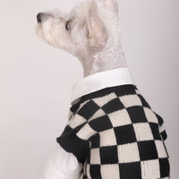 HKM-844435 Checkerboard Pattern Knitted Dog Sweater Vest for Autumn and Winter