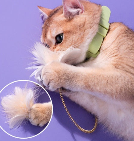 HKM-844563 Collar Feather Funny Cat Stick With Bell Tied Neck Selfhealing Bite Resistant Kitten Toy