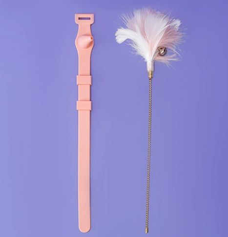 HKM-844563 Collar Feather Funny Cat Stick With Bell Tied Neck Selfhealing Bite Resistant Kitten Toy