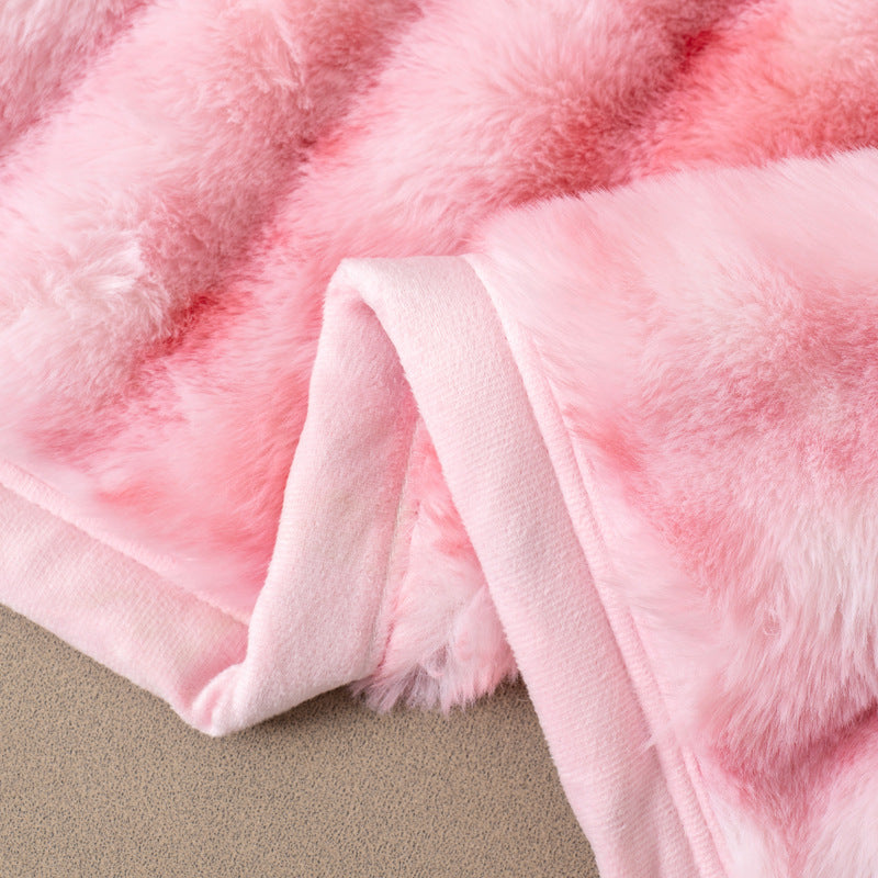 KTX-844691 Thick Double-Sided Imitation Rabbit Fur Blanket in Solid Colors - Available in Multiple Sizes