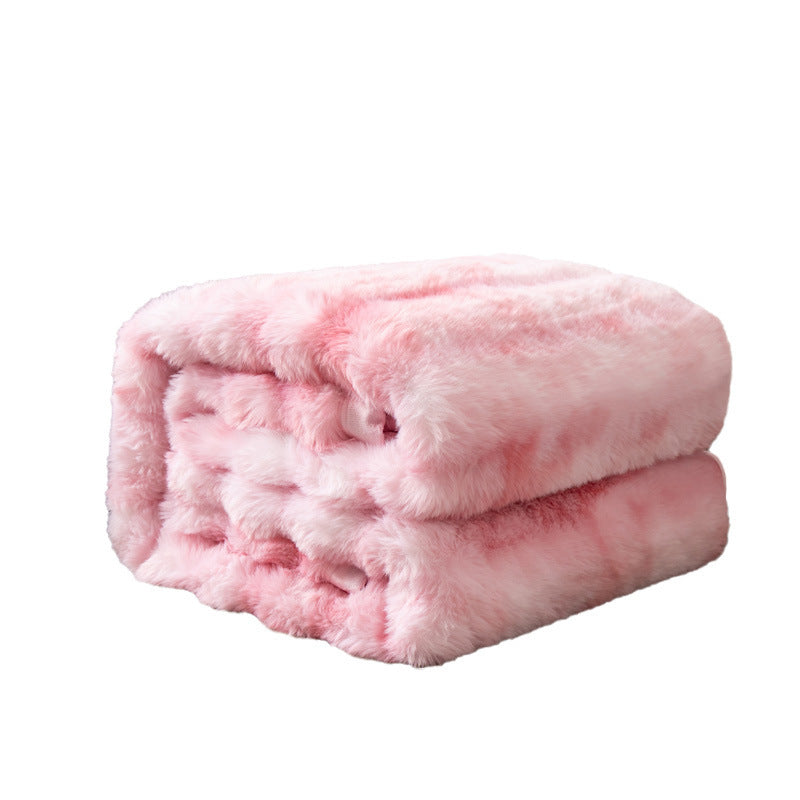 KTX-844691 Thick Double-Sided Imitation Rabbit Fur Blanket in Solid Colors - Available in Multiple Sizes