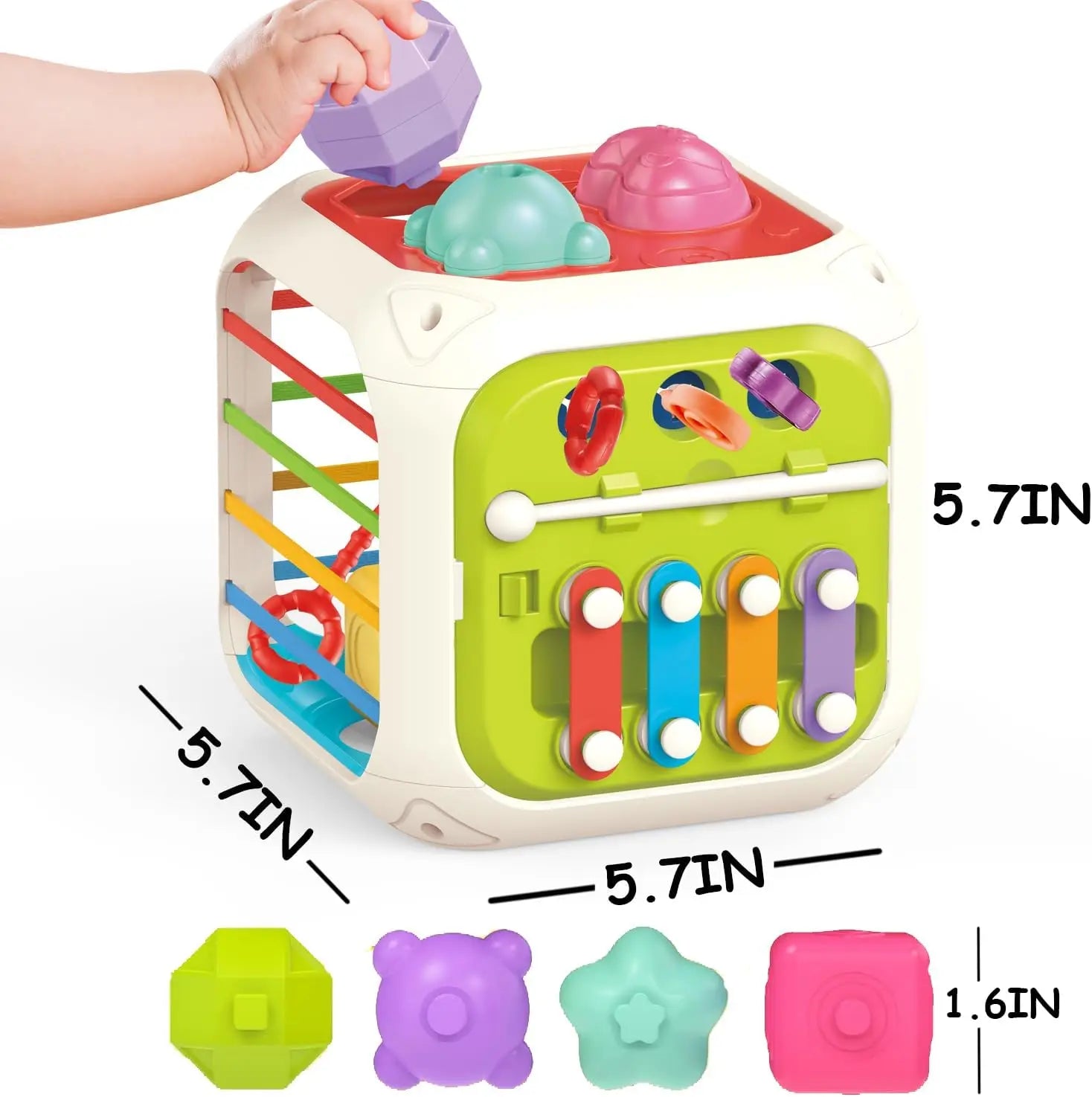 HKM-844819 7-in-1 Educational Sensory Activity Cube for Toddlers - Shape Sorter Toy for Ages 0-4 Years