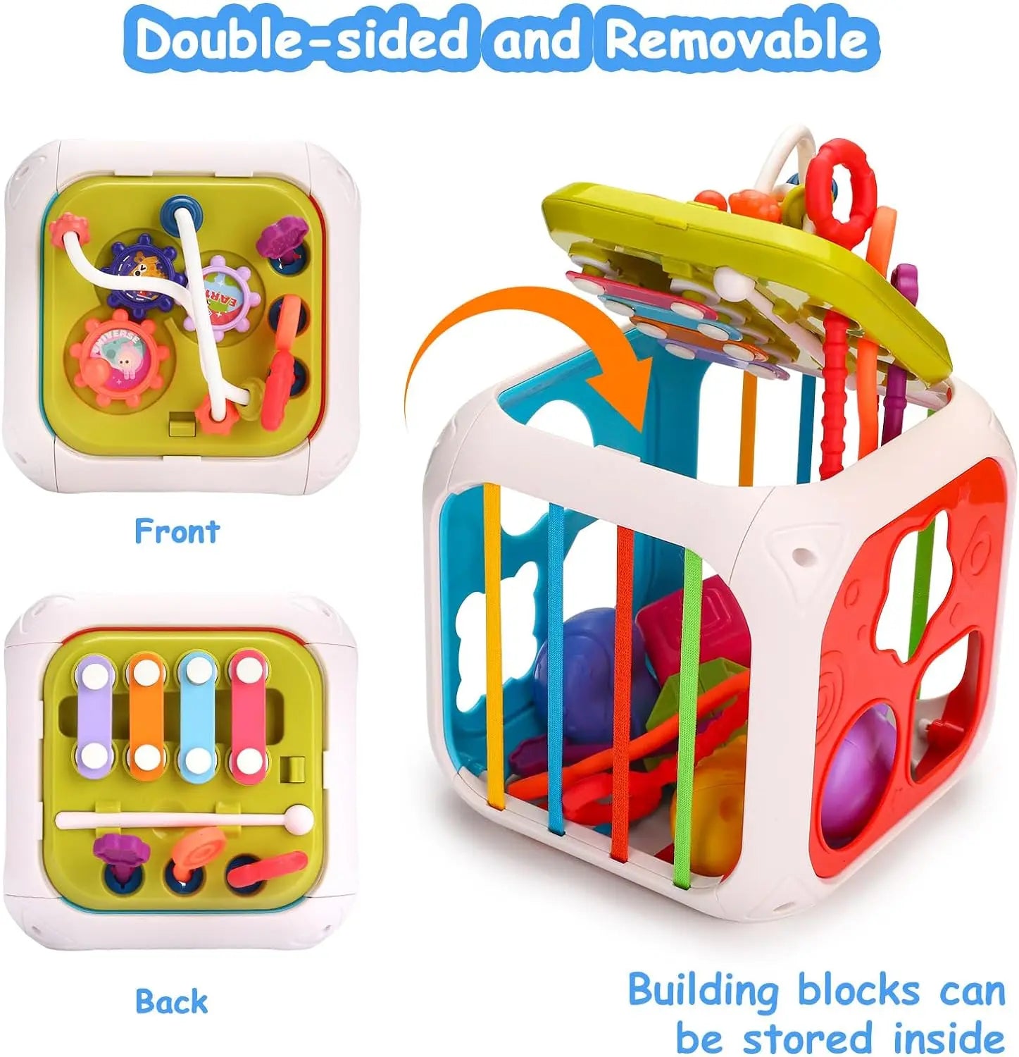 HKM-844819 7-in-1 Educational Sensory Activity Cube for Toddlers - Shape Sorter Toy for Ages 0-4 Years