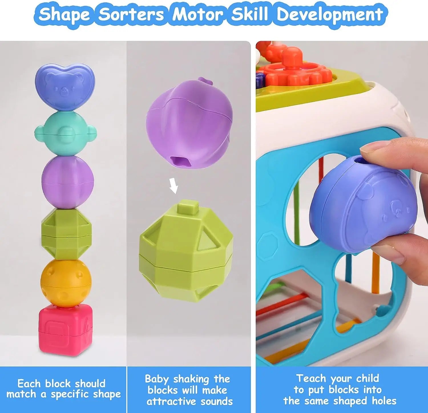 HKM-844819 7-in-1 Educational Sensory Activity Cube for Toddlers - Shape Sorter Toy for Ages 0-4 Years