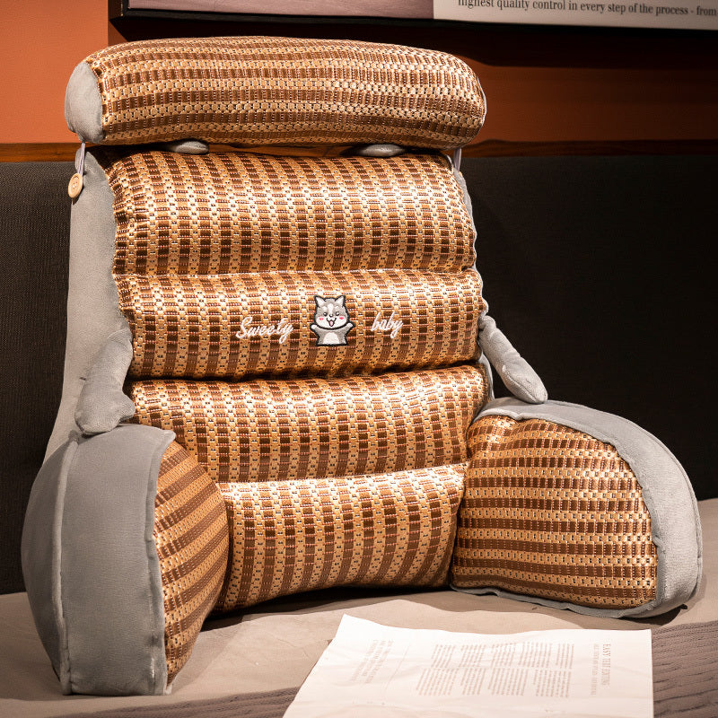 HKM-844819 Large Lumbar Support Cushion for Bedside, Sofa, and Dorm Use - Soft Silk Floss Fill in Various Colors