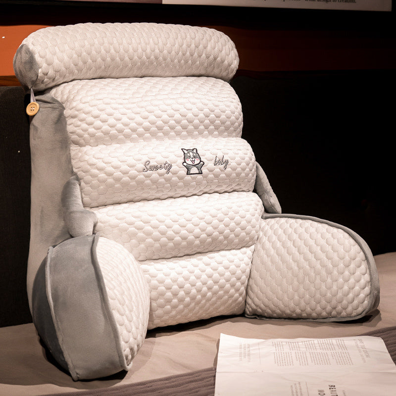 HKM-844819 Large Lumbar Support Cushion for Bedside, Sofa, and Dorm Use - Soft Silk Floss Fill in Various Colors