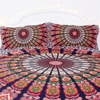 HKM-845011 Red and White Floral Boho Quilt Bedding Set - Twin, Full, Queen, King Sizes