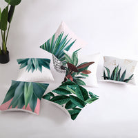 HKM-845075 Nordic Plant Design Peach Skin Sofa Pillowcase - 45x45cm, Floral Pattern