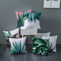 HKM-845075 Nordic Plant Design Peach Skin Sofa Pillowcase - 45x45cm, Floral Pattern