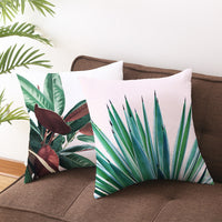 HKM-845075 Nordic Plant Design Peach Skin Sofa Pillowcase - 45x45cm, Floral Pattern
