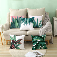 HKM-845075 Nordic Plant Design Peach Skin Sofa Pillowcase - 45x45cm, Floral Pattern