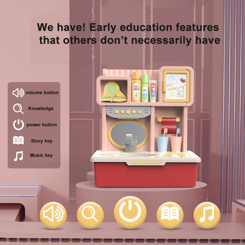 KTX-845267 Multifunction Induction Water Tap Sink Pretend Play Toy Set for Kids