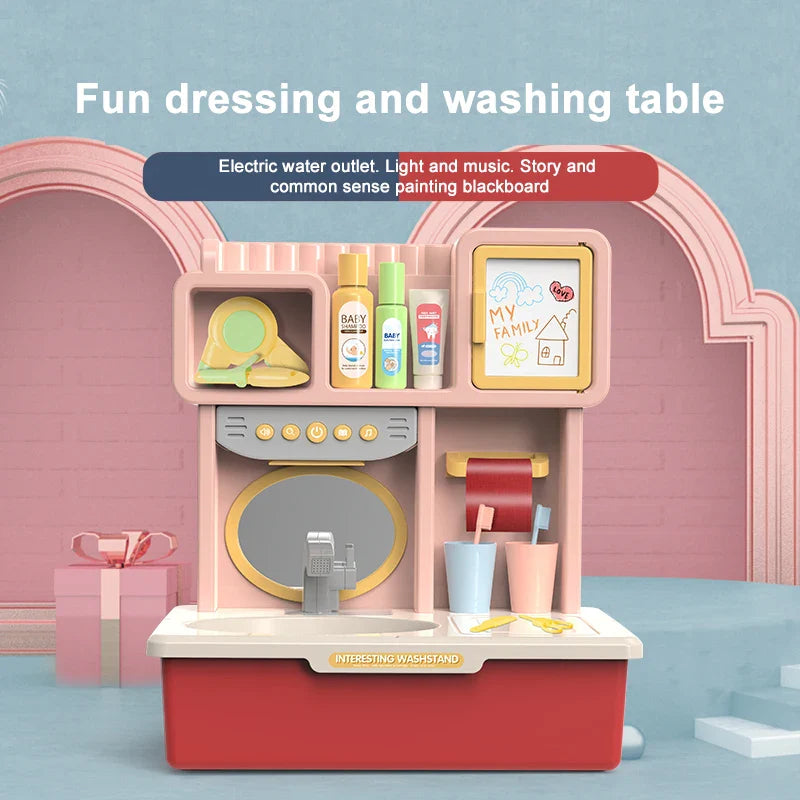 KTX-845267 Multifunction Induction Water Tap Sink Pretend Play Toy Set for Kids