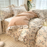 HKM-845331 Cotton Bedding Four-Piece Set with Quilt Cover, Bed Sheet, and Pillowcases in Korean Style