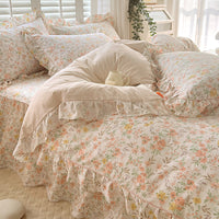 HKM-845331 Cotton Bedding Four-Piece Set with Quilt Cover, Bed Sheet, and Pillowcases in Korean Style
