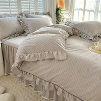 HKM-845331 Cotton Bedding Four-Piece Set with Quilt Cover, Bed Sheet, and Pillowcases in Korean Style