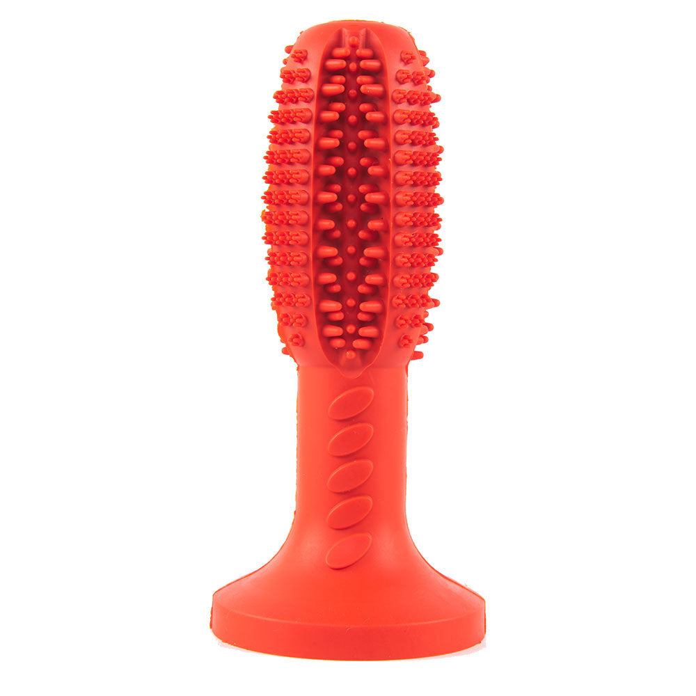 HKM-845459 Dog Toothbrush Chew Toy with Molar Cleaning Rod and Interactive Food Dispenser - Bite Resistant Rubber Design